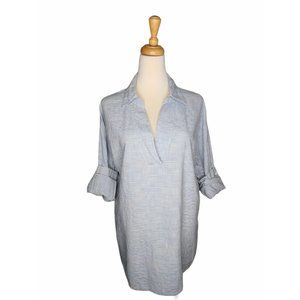 100% Cotton Collared Shirt Popover V-Neck Size XL